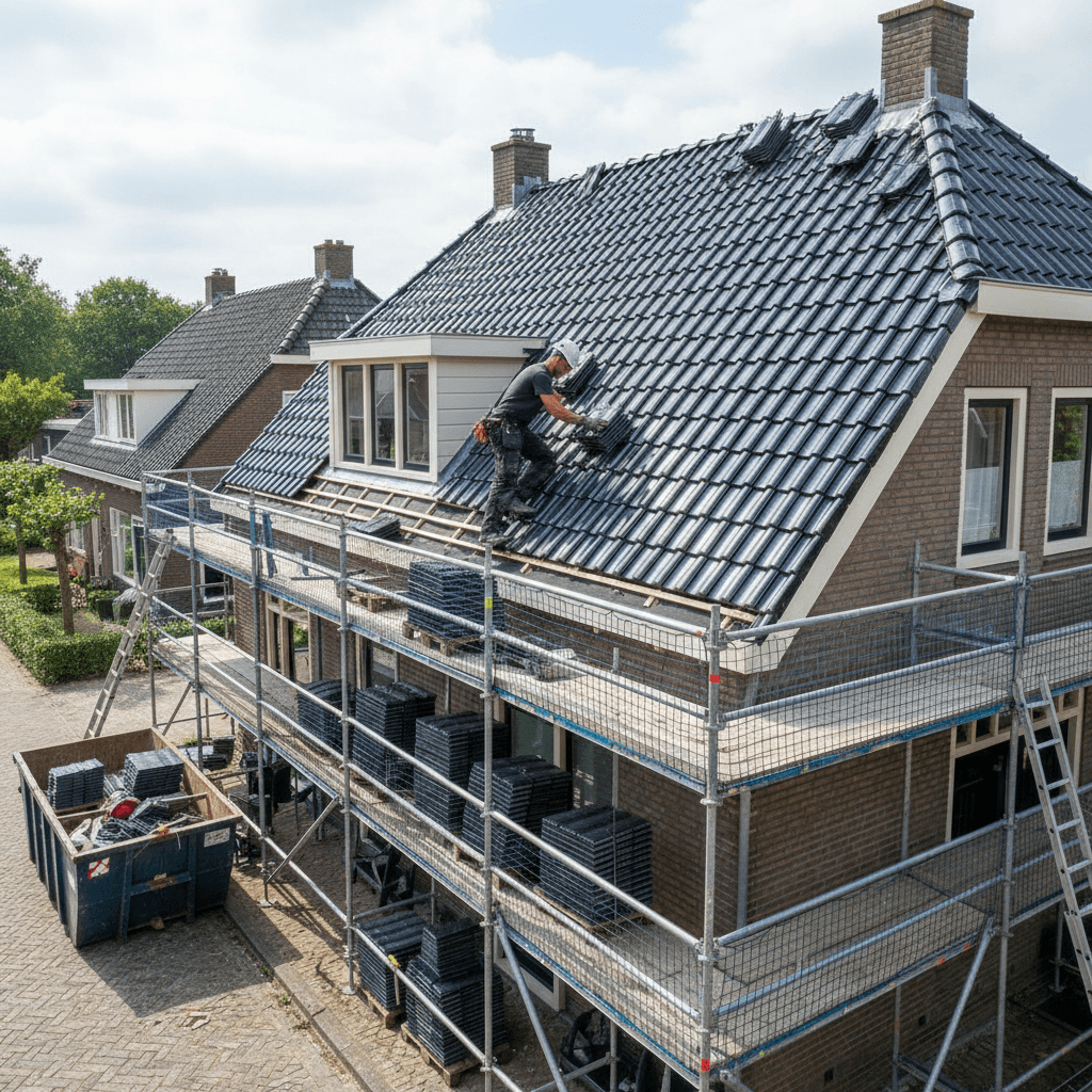 Dakrenovatie en daklekkage reparatie op woning Noord-Nederland — vakkundige dakreparateur