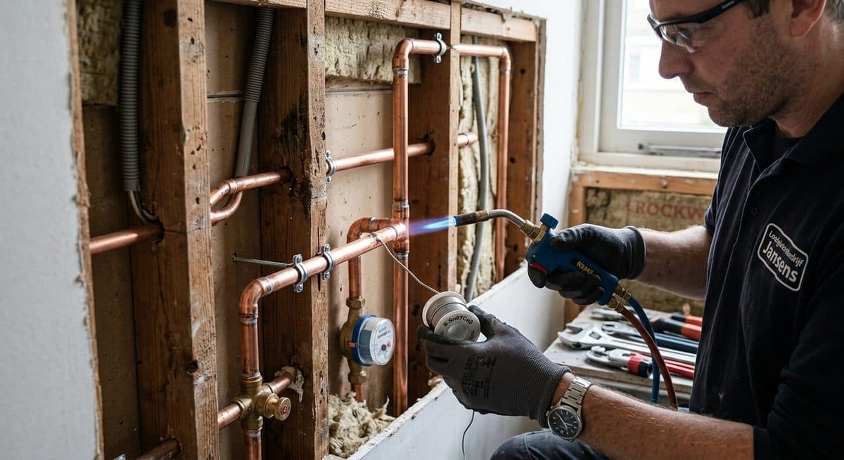 Loodgieter aan het werk — leidingwerk Groningen