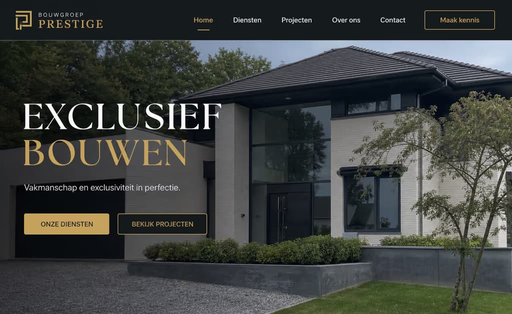 Voorbeeld aannemerswebsite, Bouwgroep Prestige (Exclusief · premium)