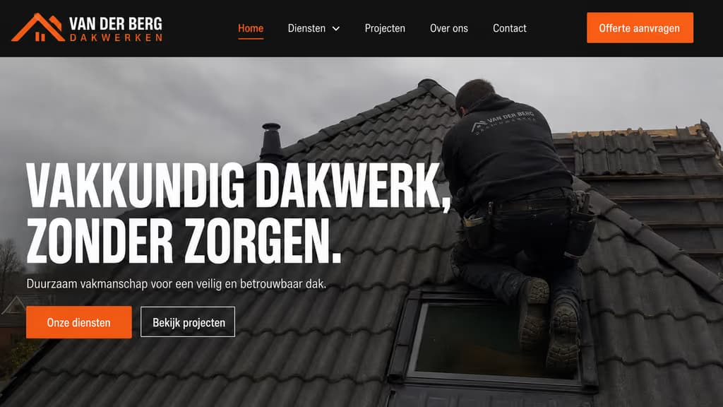 Voorbeeld dakdekkerswebsite — Van der Berg Dakwerken (Dakdekker · industrieel)