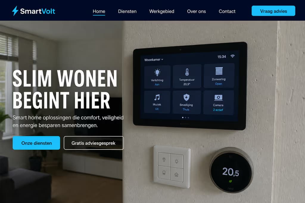 Voorbeeld elektricienswebsite — SmartVolt (Smart home · modern)