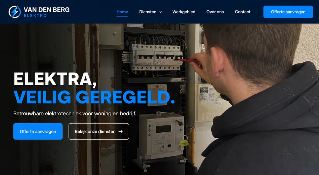 Voorbeeld elektricienswebsite — Van den Berg Elektro (Elektricien · betrouwbaar)