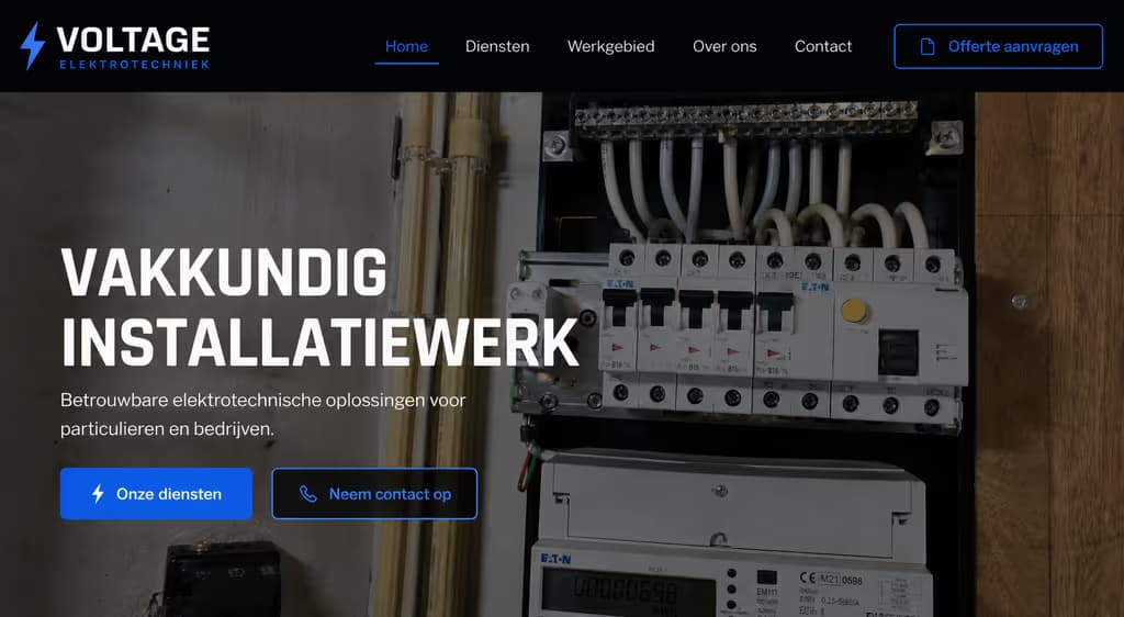 Voorbeeld elektricienswebsite — Voltage Elektrotechniek (Installatie · premium)