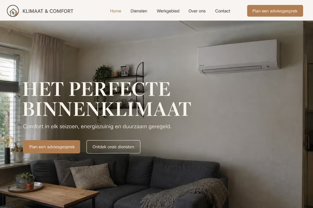 Voorbeeld installateurswebsite: Klimaat & Comfort (Klimaat · premium)