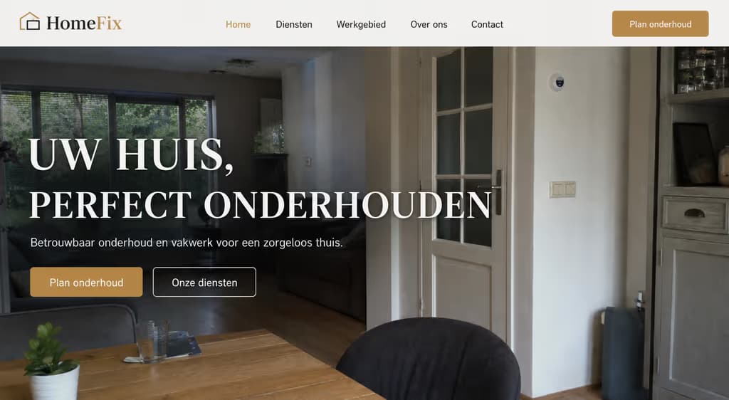 Voorbeeld klusbedrijfswebsite — HomeFix (Woningonderhoud · premium)