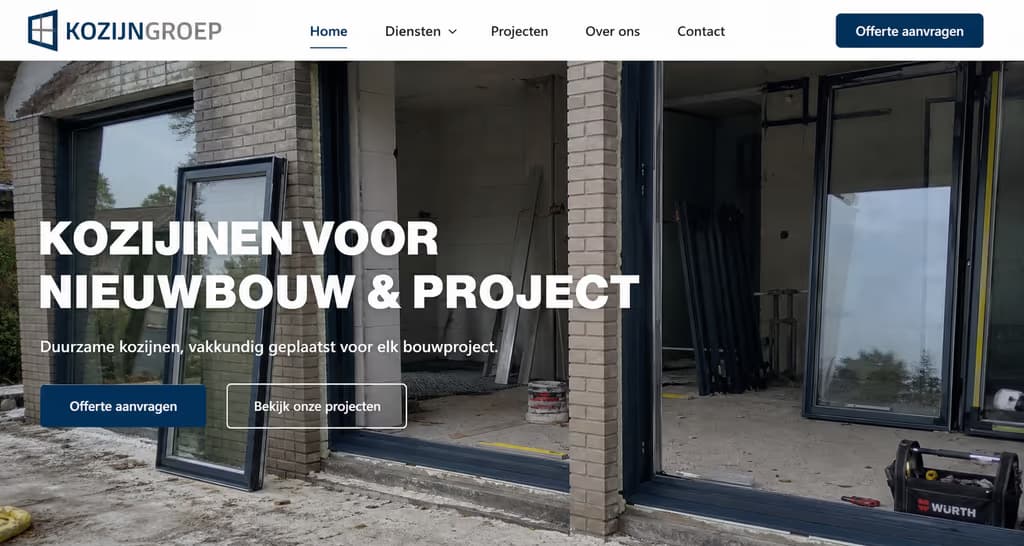 Voorbeeld kozijnwebsite, KozijnGroep (Nieuwbouw · zakelijk)