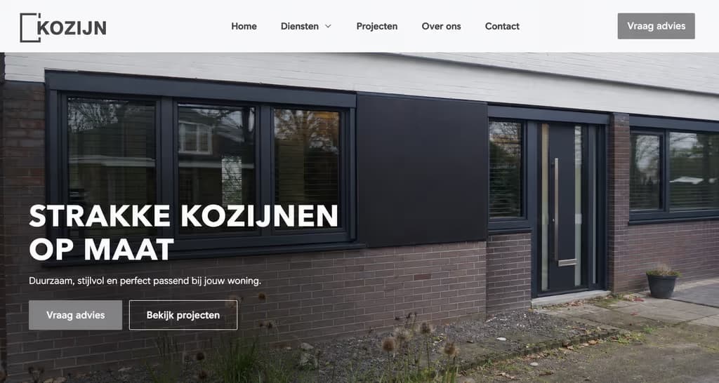 Voorbeeld kozijnwebsite, KOZIJN (Modern minimal · strak)