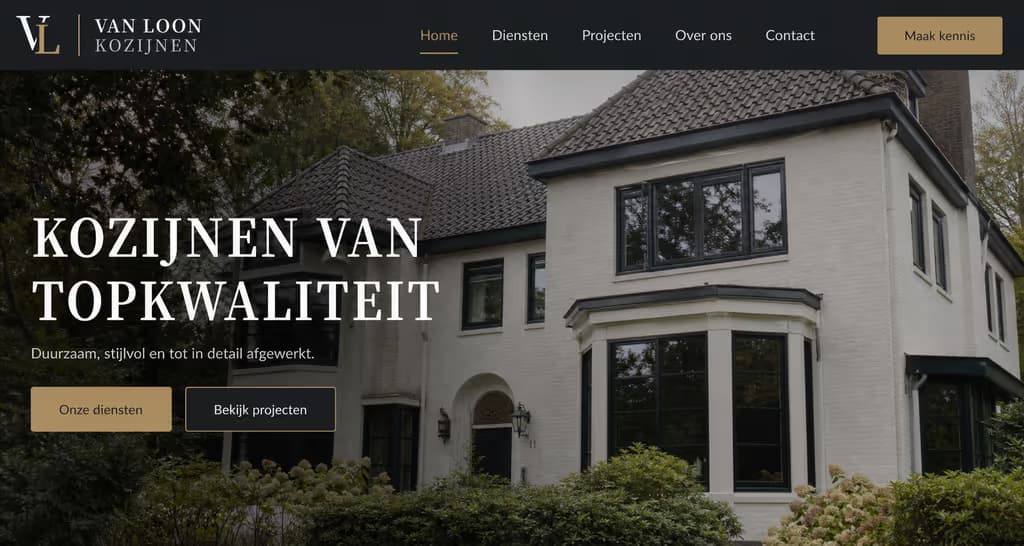 Voorbeeld kozijnwebsite, Van Loon Kozijnen (Premium · kwaliteit)