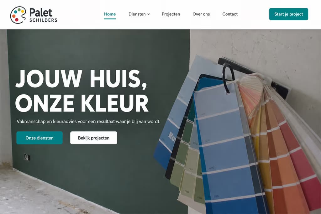 Voorbeeld schilderswebsite — Palet Schilders (Creatief · kleurrijk)
