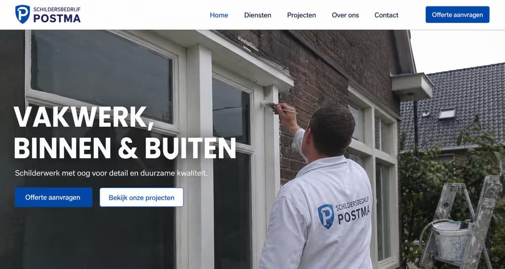 Voorbeeld schilderswebsite — Schildersbedrijf Postma (Binnen & buiten · strak)
