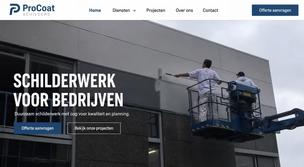 Voorbeeld schilderswebsite — ProCoat Schilders (Zakelijk · projectmatig)