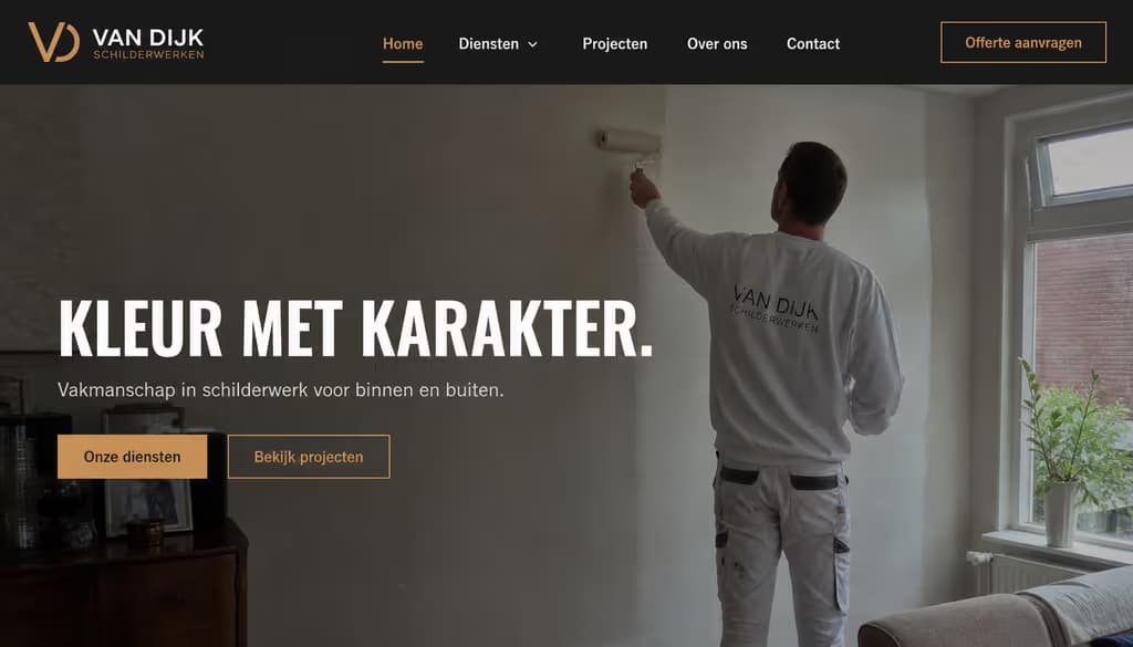 Voorbeeld schilderswebsite — Van Dijk Schilderwerken (Schilder · premium & bold)