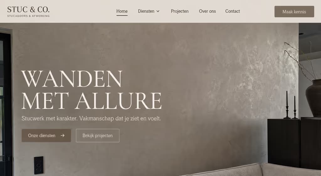 Voorbeeld stukadoorswebsite — Stuc & Co (Sierpleister · premium)