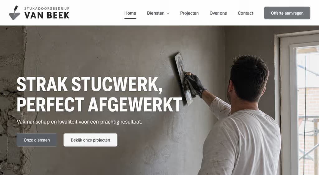 Voorbeeld stukadoorswebsite — Stukadoorsbedrijf Van Beek (Stukadoor · strak)