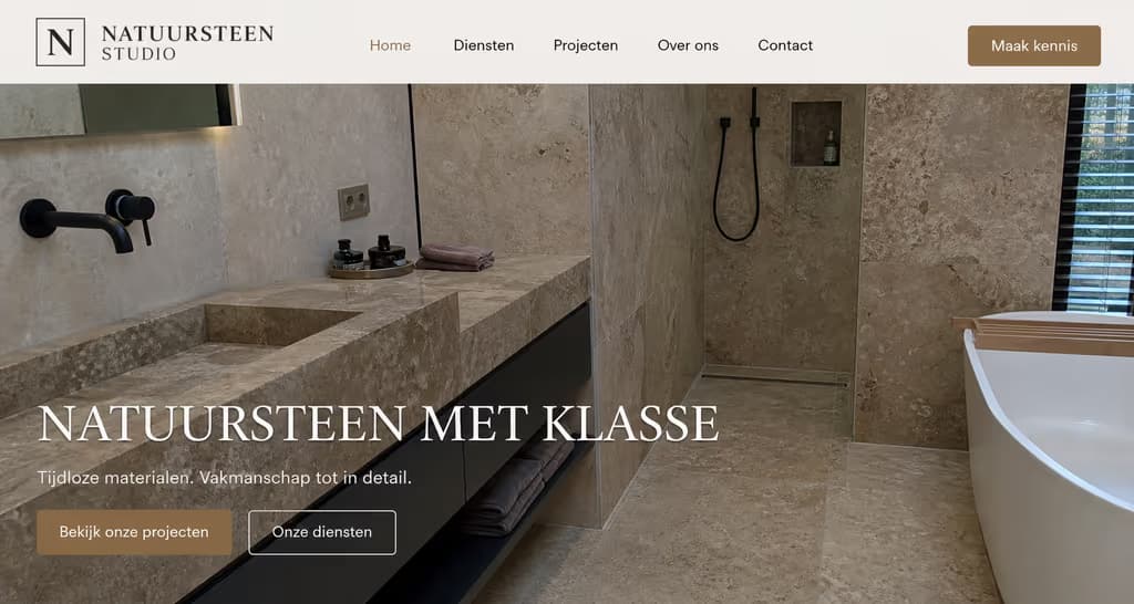 Voorbeeld tegelzetterswebsite: Natuursteen Studio (Natuursteen · premium)