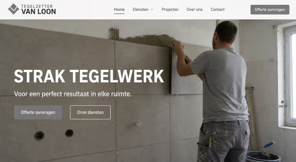 Voorbeeld tegelzetterswebsite: Tegelzetter Van Loon (Tegelwerk · strak)