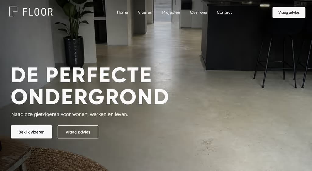 Voorbeeld vloerleggerswebsite — FLOOR (Vloeren · modern minimal)