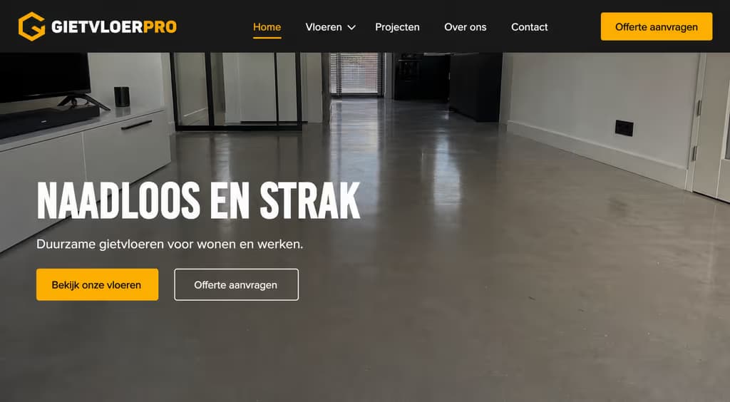 Voorbeeld vloerleggerswebsite — GietvloerPro (Gietvloeren · industrieel)