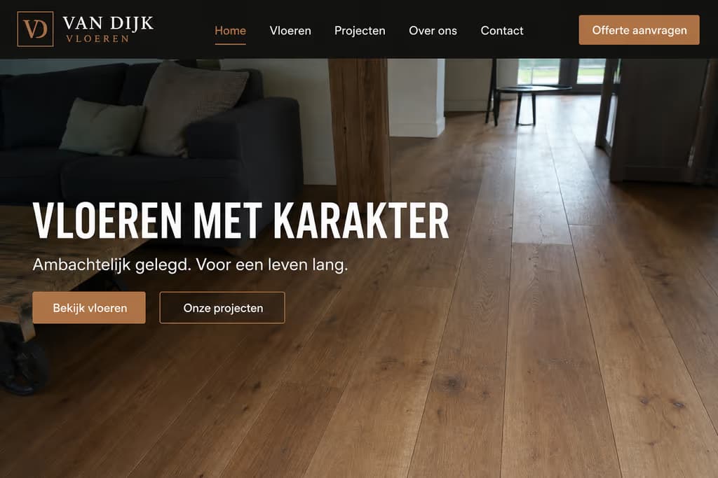 Voorbeeld vloerleggerswebsite — Van Dijk Vloeren (Houten vloeren · premium)