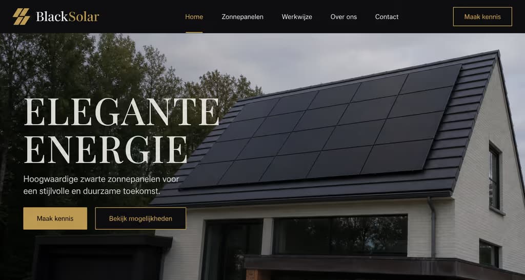 Voorbeeld zonnepanelen-website — BlackSolar (All-black · premium)