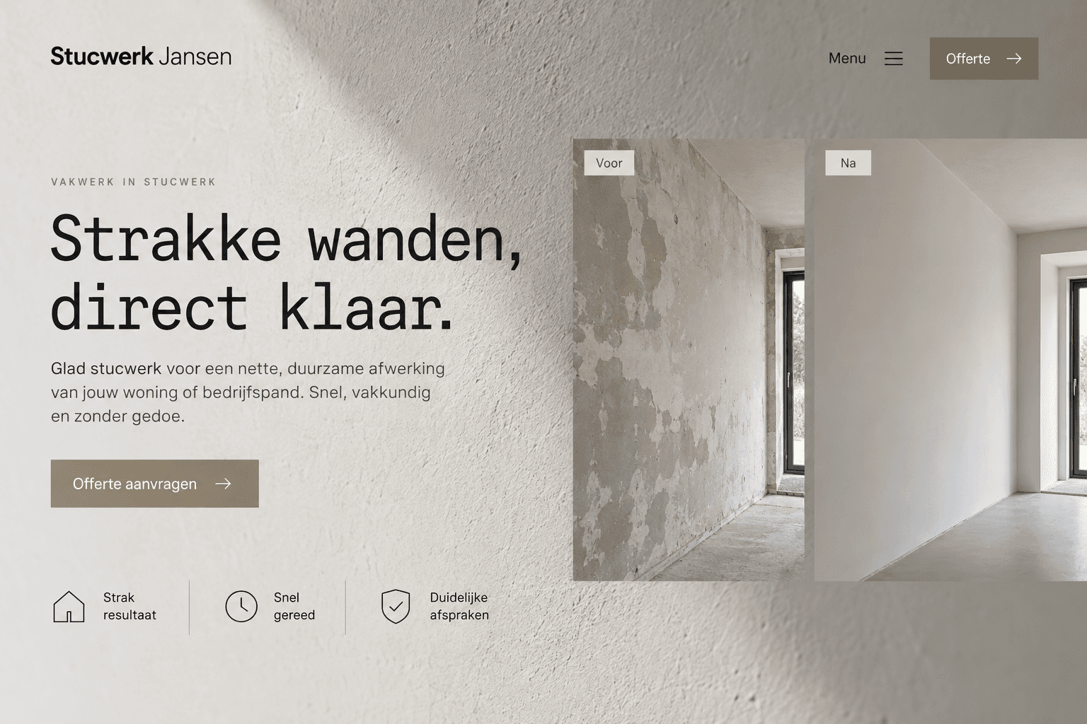 Voorbeeld van een website voor stukadoors
