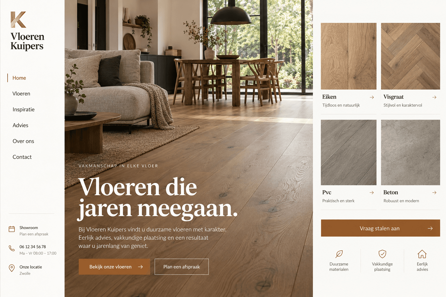 Voorbeeld van een website voor vloerleggers